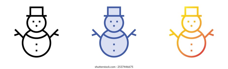 snowman icon. Linear, Blue Fill and Gradient Style Design Isolated On White Background