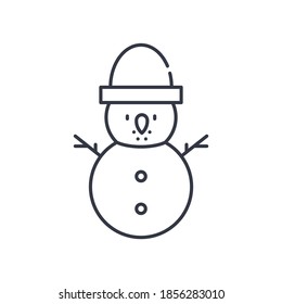 Snowman icon, linear isolated illustration, thin line vector, web design sign, outline concept symbol with editable stroke on white background.