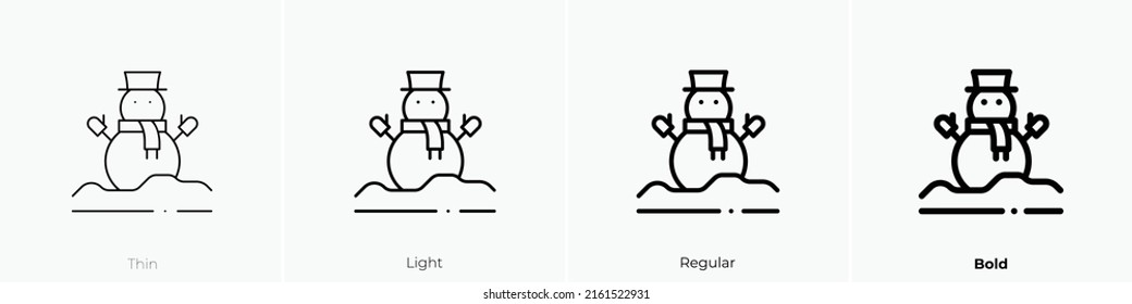 snowman icon. Linear style sign isolated on white background. Vector illustration.