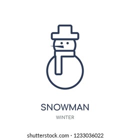 Snowman icon. Snowman linear symbol design from winter collection. Simple outline element vector illustration on white background