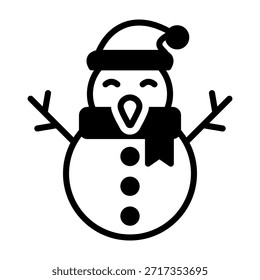 Icono de muñeco de nieve Ilustración vectorial mixta