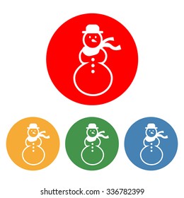 Snowman icon on the white background. Vector illustration.