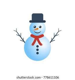 Snowman icon on white background. Vector Illustration