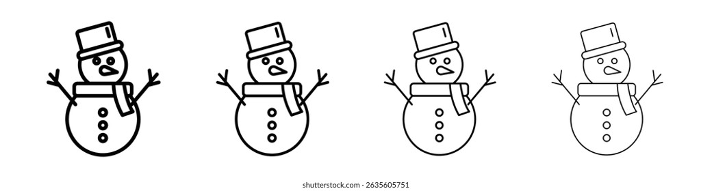 Snowman icon Outline sign symbol set