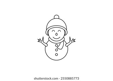 snowman icon outline style editable filled color