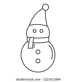Snowman icon. Outline snowman vector icon for web design isolated on white background