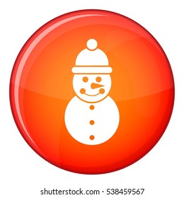 Snowman icon in red circle isolated on white background vector illustration