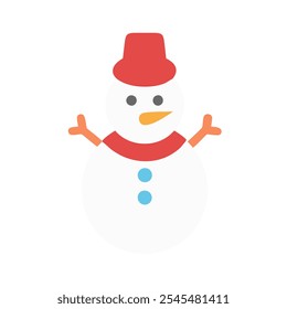 Snowman icon with a red hat, perfect for winter themes.