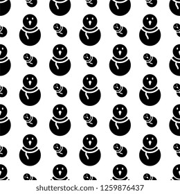 Snowman Icon Seamless Pattern, Snow Man Icon Vector Art Illustration