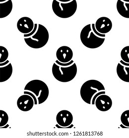Snowman Icon Seamless Pattern, Snow Man Icon Vector Art Illustration