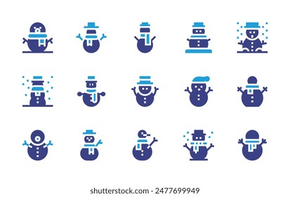 Snowman icon set. Duotone color. Vector illustration. Containing snowman, christmas, xmas.
