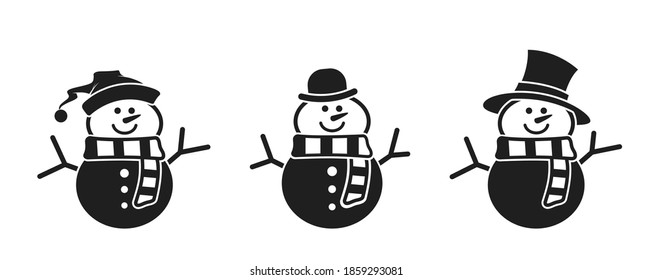 snowman icon set. simple Christmas and New Year design elements. winter symbols
