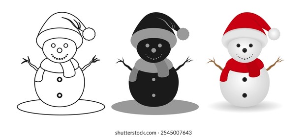 snowman icon set vector illustration isolated on white background.