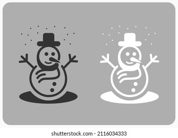 snowman icon in silhouette and line art. Winter logo in vector illustration