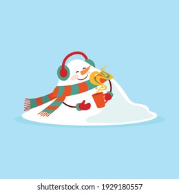 Snowman. Icon. Simple style. Vector illustration isolated on white background.