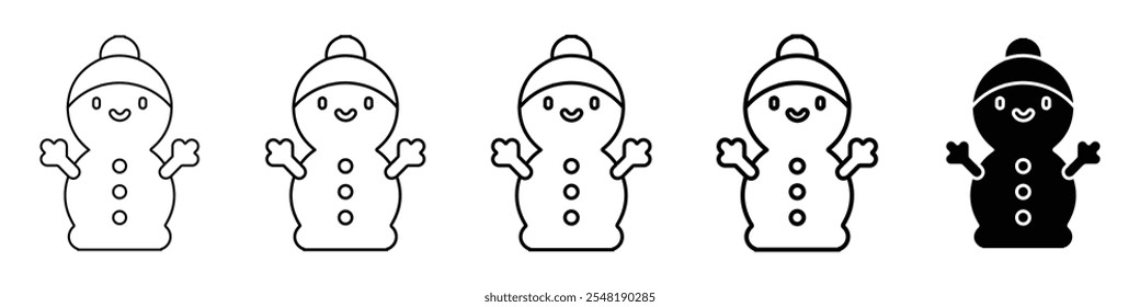 snowman icon Simple thin line logo set