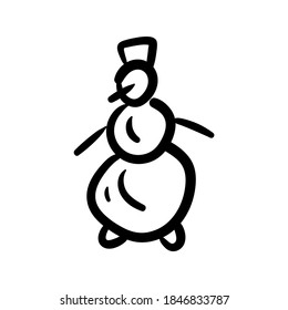 Snowman. Icon, sketch. New Year and Christmas, festive theme.
