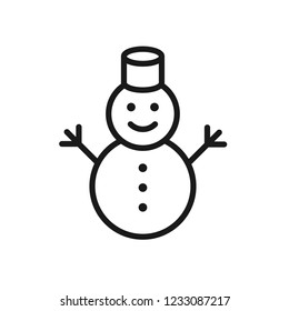 Snowman icon. Snow man vector sign. Flat icon. Snowman linear icon. Christmas snowman symbol.