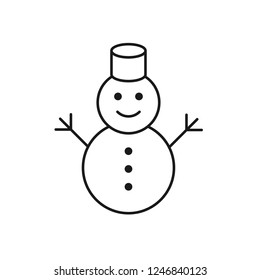 Snowman icon. Snow man vector sign. Flat icon. Snowman linear icon. Christmas snowman symbol.