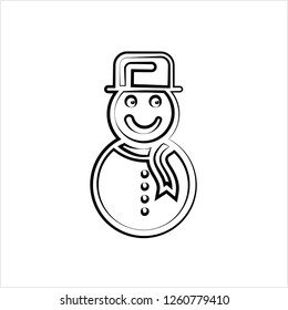 Snowman Icon, Snow Sculpture Of Man Icon Vector Art Illustration