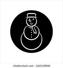 Snowman Icon, Snow Sculpture Of Man Icon Vector Art Illustration