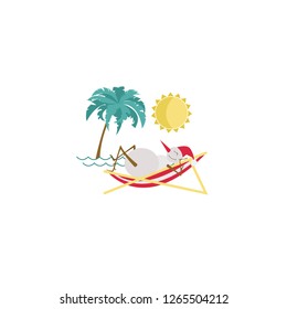 Snowman icon. Snowman sunbathing.