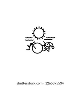 Snowman icon. Snowman sunbathing.