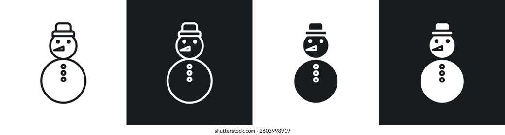 Snowman icon symbol collection on white background.
