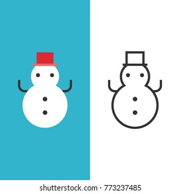 Snowman icon, snowman symbol, line icon