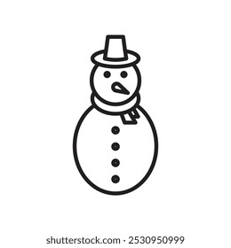 Ícone de boneco de neve Ilustração plana de linha fina