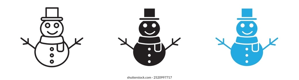 Snowman icon thin line illustration