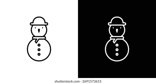 Snowman icon. Thin linear vectors pack