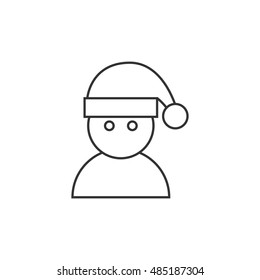 Snowman icon in thin outline style. Snow winter December season Christmas