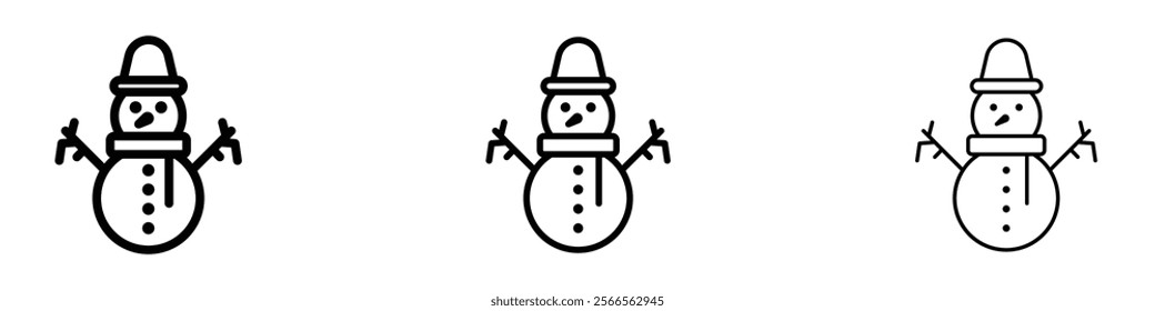 Snowman icon in tree different line stroke sizes.