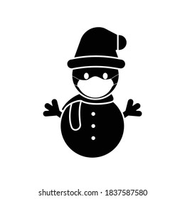 icono de snowman usando una máscara. símbolo de invierno. vector de plantilla de diseño