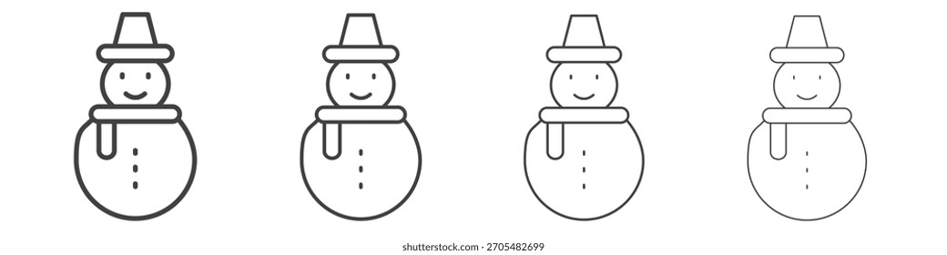 Snowman icon vector collection, illustration logo template in trendy thin line editable strokes style.