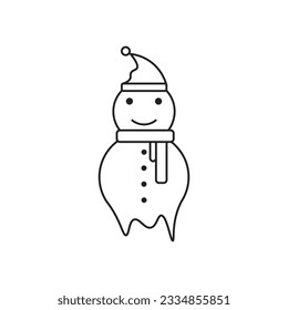Snowman icon. Vector concept design for your design. icon editable stroke, sign, symbol outline line button isolated on white
