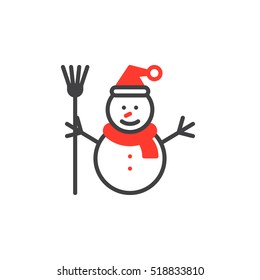 Snowman icon vector, flat sign, solid colorful pictogram isolated on white, logo illustration