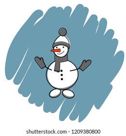 snowman icon vector illustration on blue background. Eps10