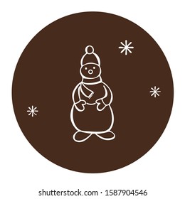 Snowman icon vector illustration on brown background. Eps10