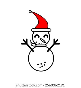 snowman icon, vector isolated on white background.color editable