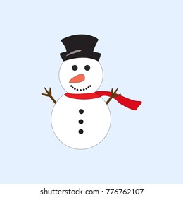 Snowman icon vector on blue background