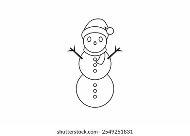 snowman icon vector outline style