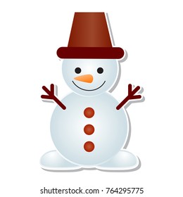 Snowman icon vector winter Christmas character holiday merry Xmas snow boy illustration.