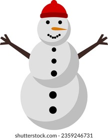 Snowman icon vector in the winter season. Snowman design as an icon, symbol, winter or Christmas decoration. Snowman icon graphic resource for cold season celebration design