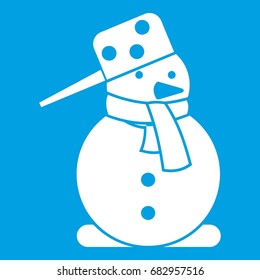 Snowman icon white isolated on blue background vector illustration