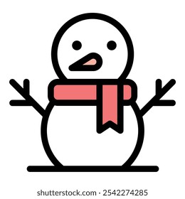 Snowman Icon Winter Cheer in Flat Lineal Color Style