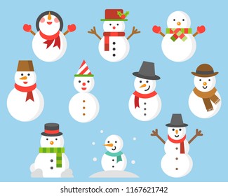 Snowman Icon For Winter And Christmas, Flat Design Illustration Vector