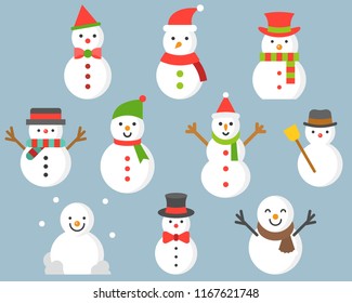 snowman icon for winter and christmas, flat design illustration vector