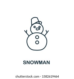 Snowman icon from winter collection. Simple line element Snowman symbol for templates, web design and infographics